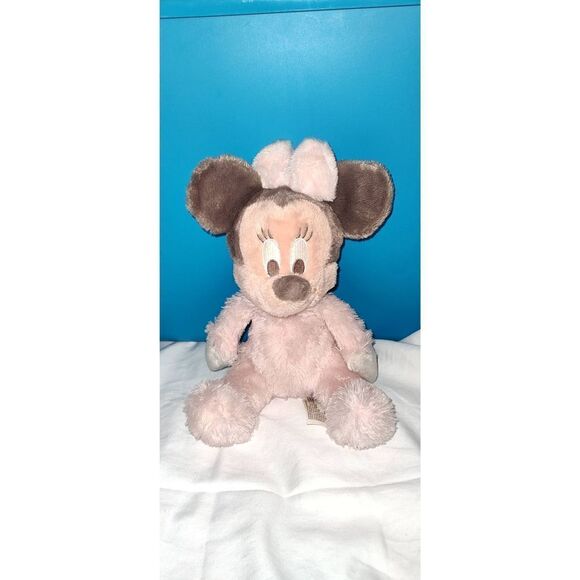 Pastel DISNEY Minnie Mouse Plush Rattle 12". Pink and gray. Lovey. Stuffed anima - Picture 1 of 7